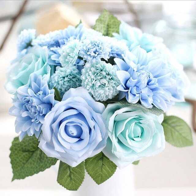 Artificial Simulation Rose Bouquet European Living Room Bedroom Desk Decoration Fake Flower Bud Flower Arrangement